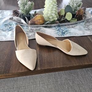 J.CREW D'ORSAY SUEDE NATURAL FLAT NEW WITHOUT TAGS SOLD OUT ONLINE SIZE 7